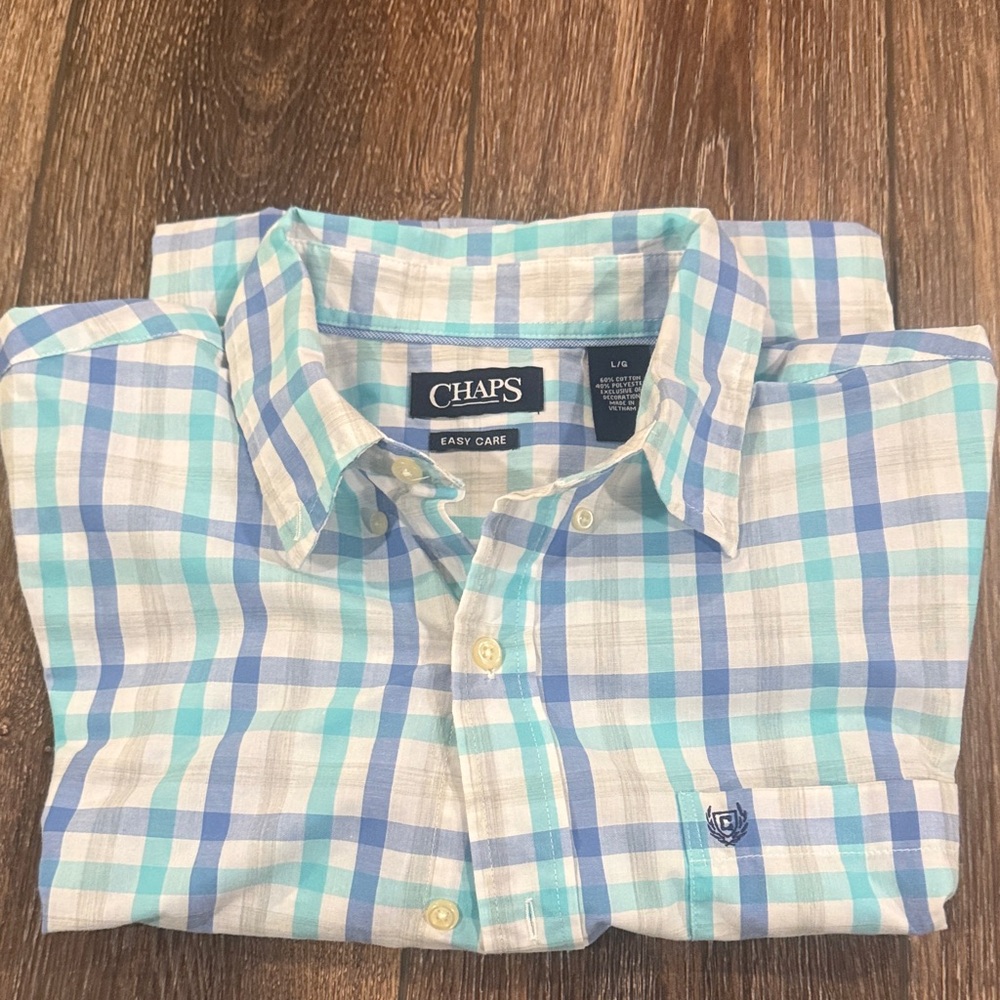 Chaps Men's Blue Plaid Shirt size Large